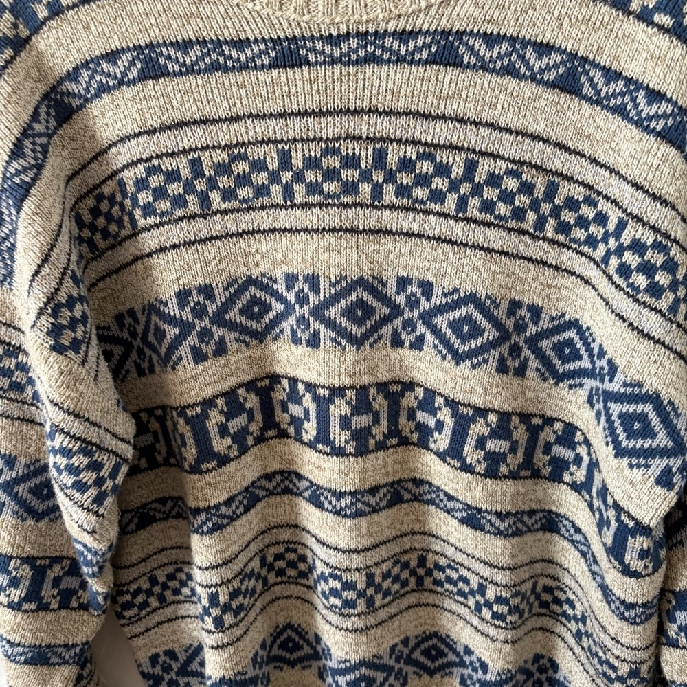 Vintage Lizwear knit sweater cream blue women’s long sleeve fair isle small - Picture 3 of 5